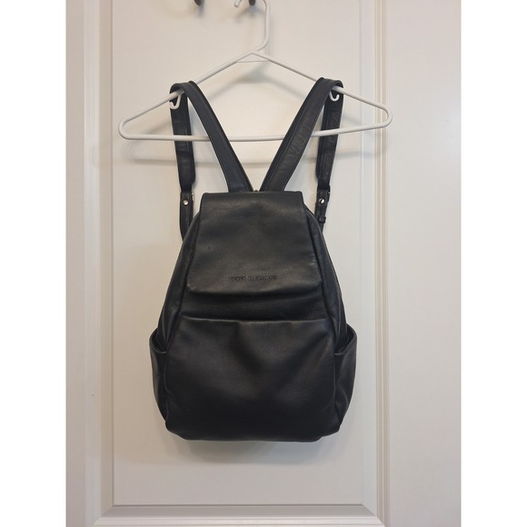 Derek Alexander Handbags - Derek Alexander Black Leather Sling Backpack Convertible Strap Travel Bag 90s